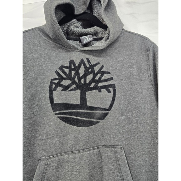 Kids Timberland Gray Tree Logo Hoodie Sweatshirt Size L 14-16 - Picture 2 of 5